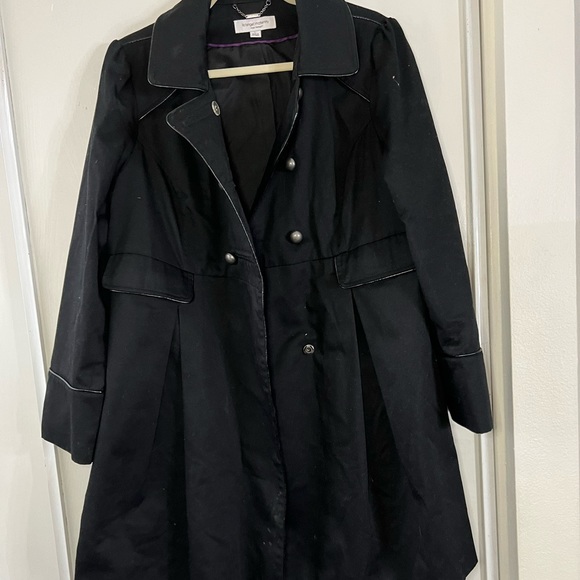 Black military button long trench coat - Picture 1 of 7